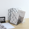 Wholesale supply nordic desktop office desk double layer organizer metal mesh grid paper file storage rack letter holder